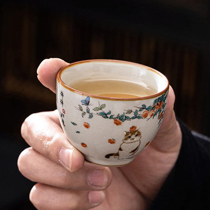 Buddha Stones Tasse à thé en forme de chat et de papillon mignon Tasse à thé Kung Fu - image 4