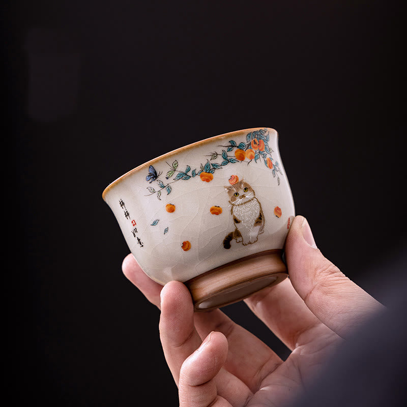 Buddha Stones Tasse à thé en forme de chat et de papillon mignon Tasse à thé Kung Fu - image 8