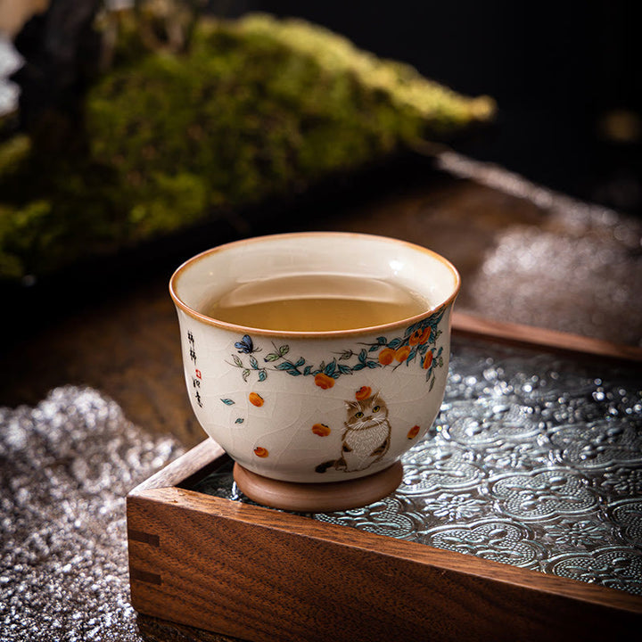 Buddha Stones Tasse à thé en forme de chat et de papillon mignon Tasse à thé Kung Fu - image 7