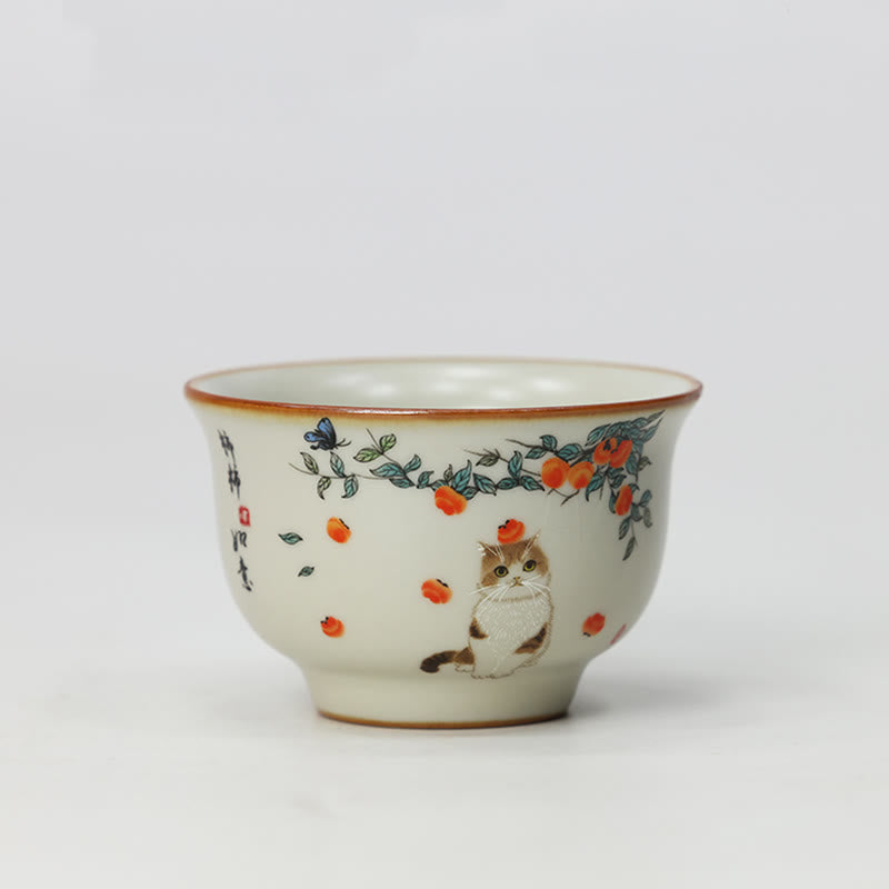 Buddha Stones Tasse à thé en forme de chat et de papillon mignon Tasse à thé Kung Fu - Chat 2,67 po x 1,69 po x 2,2 oz (6,8 cm x 4,3 cm x 65 ml) - image 10