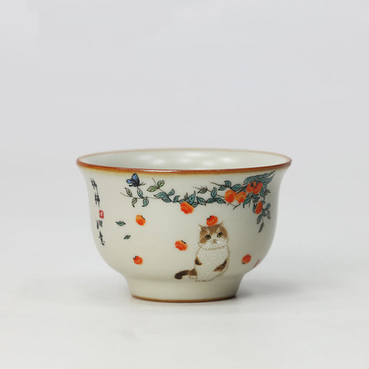 Buddha Stones Tasse à thé en forme de chat et de papillon mignon Tasse à thé Kung Fu - Chat 2,67 po x 1,69 po x 2,2 oz (6,8 cm x 4,3 cm x 65 ml) - image 10