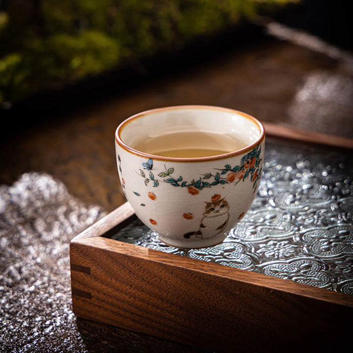 Buddha Stones Tasse à thé en forme de chat et de papillon mignon Tasse à thé Kung Fu - image 3