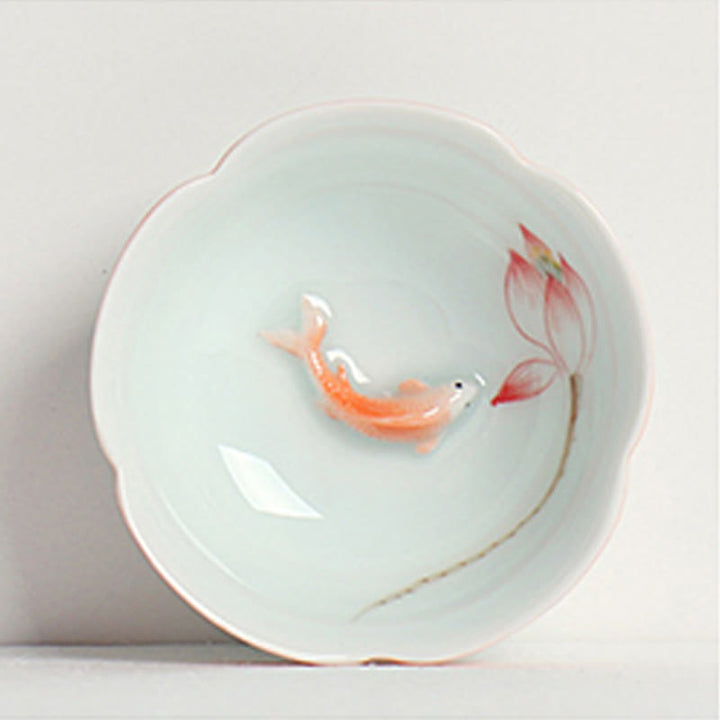 Buddha Stones Koi Poisson Lotus Main Tasse à Thé Tasse à Thé Kung Fu - image 1