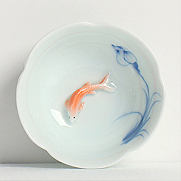 Buddha Stones Koi Poisson Lotus Main Tasse à Thé Tasse à Thé Kung Fu - Poisson Koi rouge et lotus bleu 8,8 cm x 3 cm x 3,5 cm - image 5