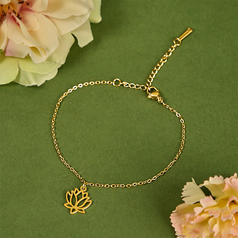 Bracelet d'illumination en acier titane et Buddha Stones à motif lotus - image 10