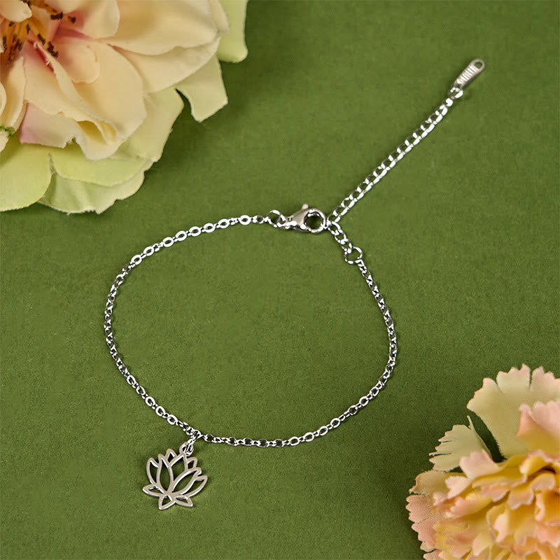 Bracelet d'illumination en acier titane et Buddha Stones à motif lotus - image 1