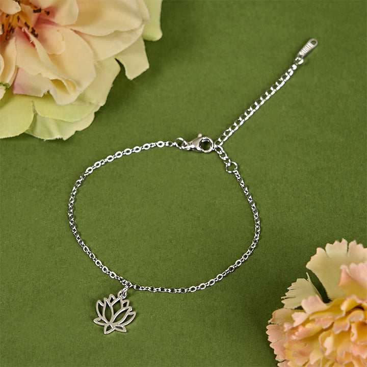 Bracelet d'illumination en acier titane et Buddha Stones à motif lotus - image 1