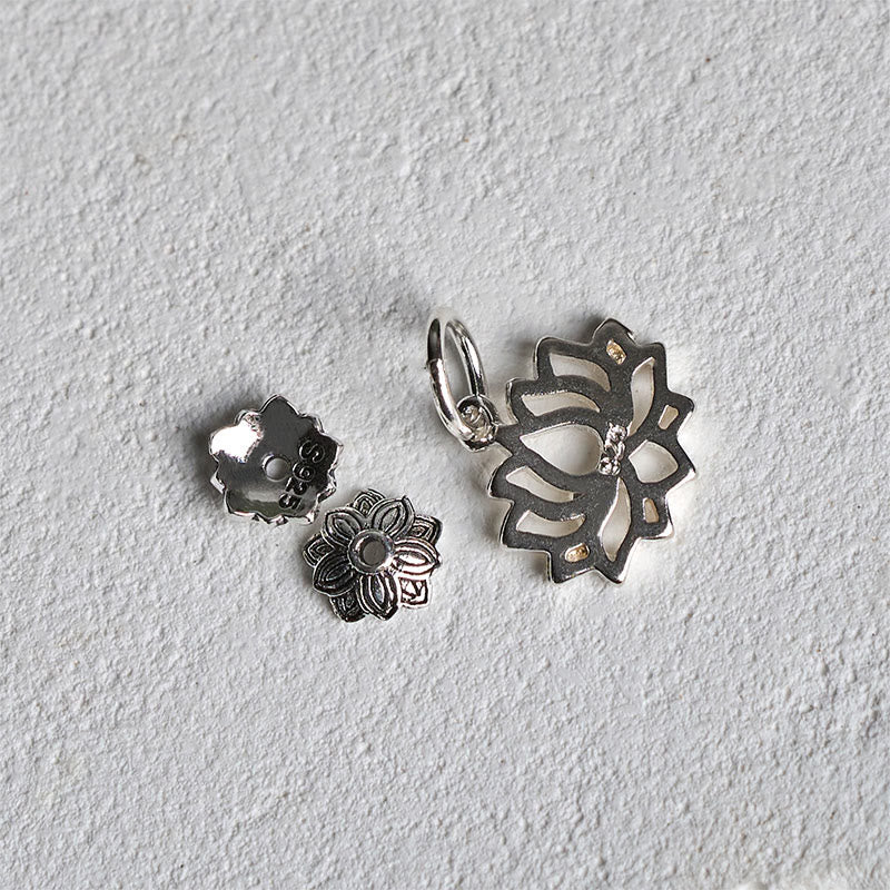 Bracelet Buddha Stones en argent sterling 925 et jaspe Picasso à motif lotus - image 6