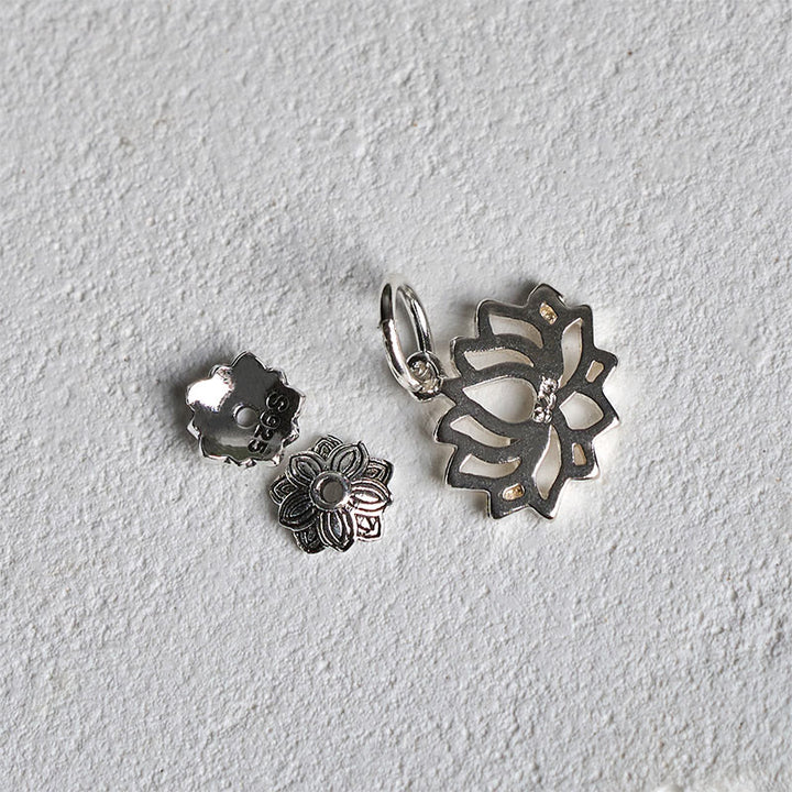 Bracelet Buddha Stones en argent sterling 925 et jaspe Picasso à motif lotus - image 6