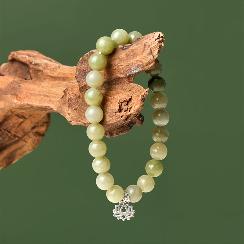 Bracelet porte-bonheur en argent sterling 925 et jade cyan naturel de lotus avec Buddha Stones - image 3