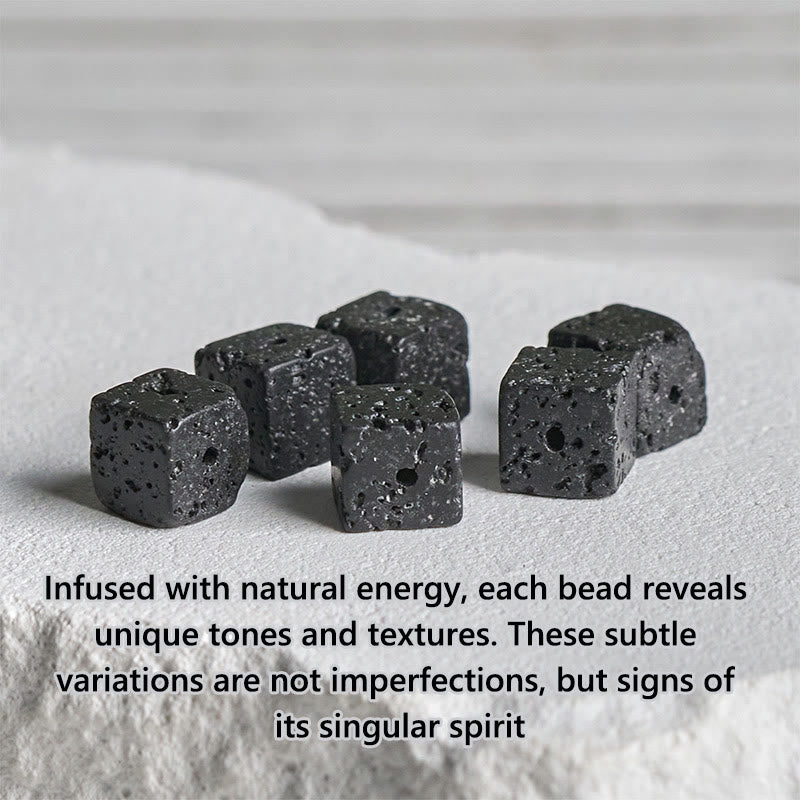 Bracelet porte-bonheur en pierre de lave carrée en onyx noir givré naturel de Buddha Stones - image 8