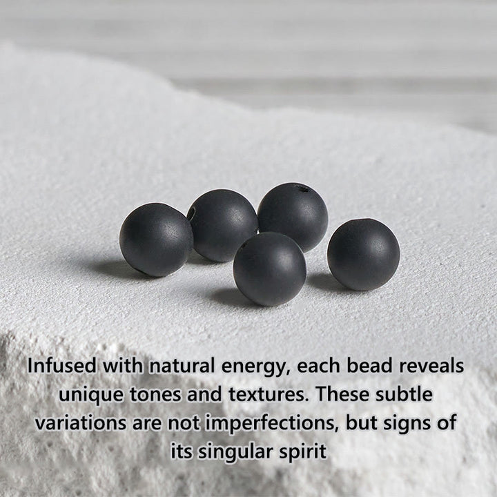 Bracelet porte-bonheur en pierre de lave carrée en onyx noir givré naturel de Buddha Stones - image 7