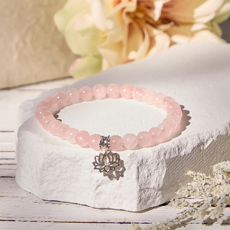Bracelet apaisant en argent sterling 925 et cristal rose naturel motif lotus Buddha Stones - image 10