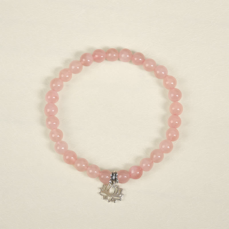 Bracelet apaisant en argent sterling 925 et cristal rose naturel motif lotus Buddha Stones - image 11