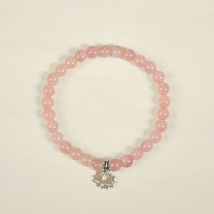 Bracelet apaisant en argent sterling 925 et cristal rose naturel motif lotus Buddha Stones - image 11