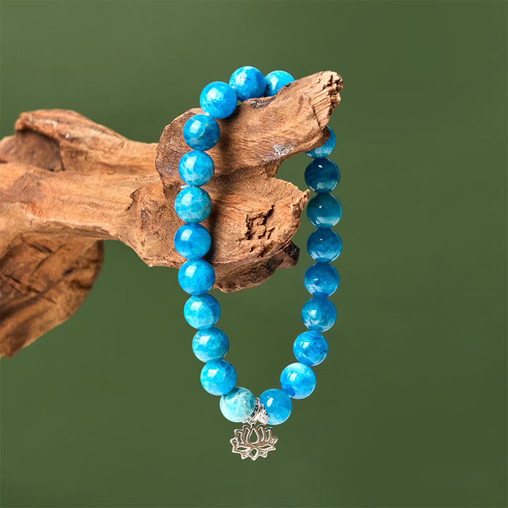 Bracelet créatif en argent sterling 925 et apatite naturelle de lotus Buddha Stones - image 3