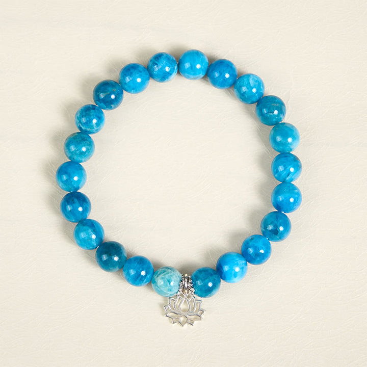 Bracelet créatif en argent sterling 925 et apatite naturelle de lotus Buddha Stones - image 2