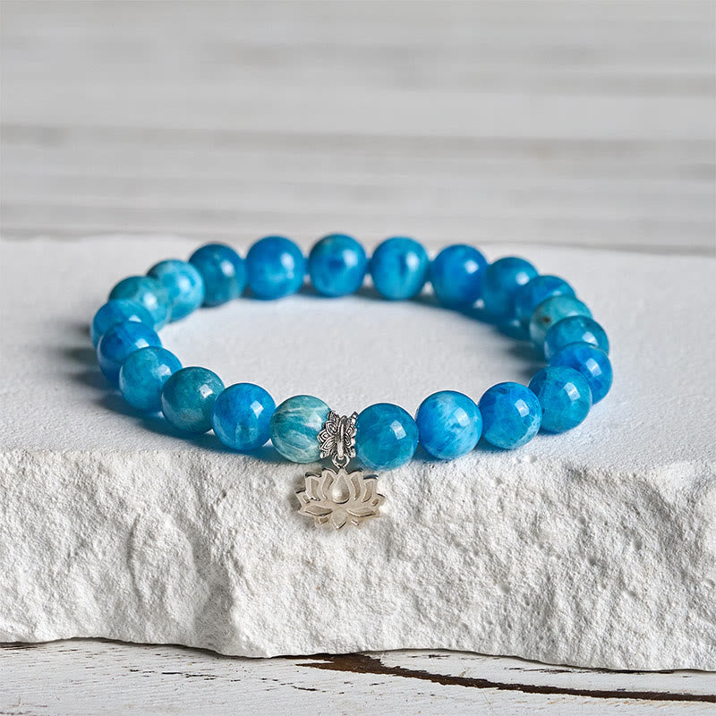 Bracelet créatif en argent sterling 925 et apatite naturelle de lotus Buddha Stones - 20 cm - image 0