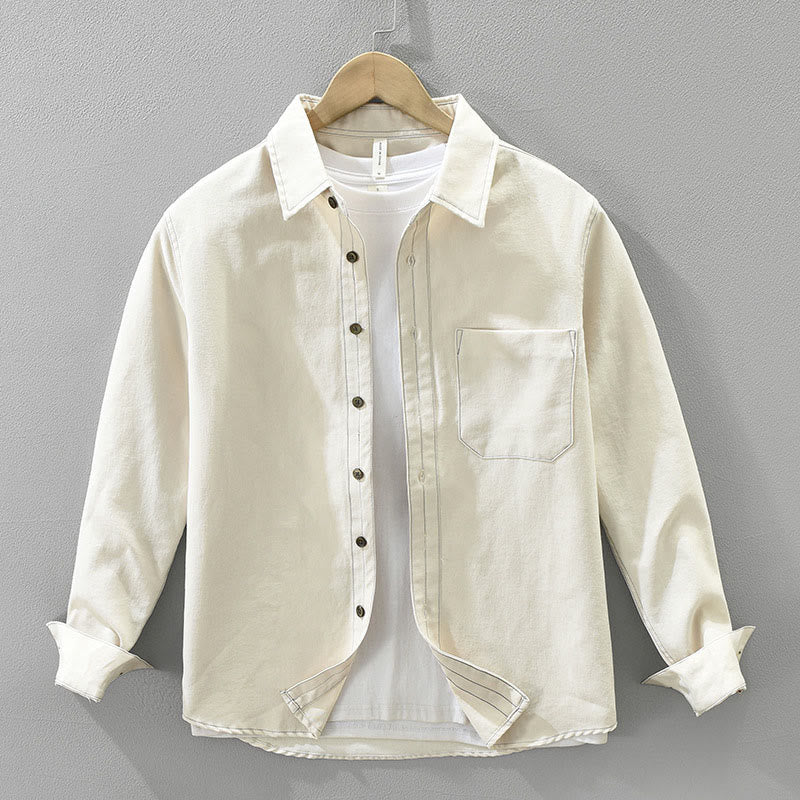 Chemise unie à manches longues et poches pour homme, motif Buddha Stones - Beige - US/UK/AU42，EU52 (3XL) - image 4
