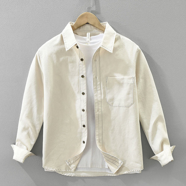 Chemise unie à manches longues et poches pour homme, motif Buddha Stones - Beige - US/UK/AU42，EU52 (3XL) - image 4