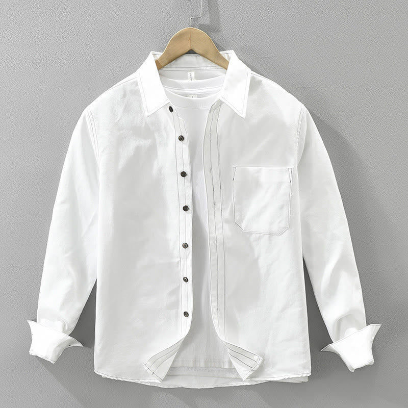 Chemise unie à manches longues et poches pour homme, motif Buddha Stones - Blanc - US/UK/AU42，EU52 (3XL) - image 1