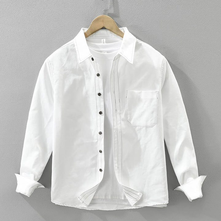Chemise unie à manches longues et poches pour homme, motif Buddha Stones - Blanc - US/UK/AU42，EU52 (3XL) - image 1