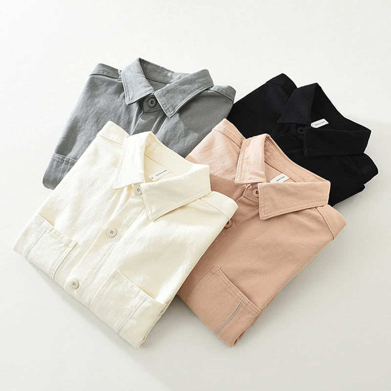 Chemise à manches longues et boutons Buddha Stones pour homme, vêtement en coton avec poches - image 15
