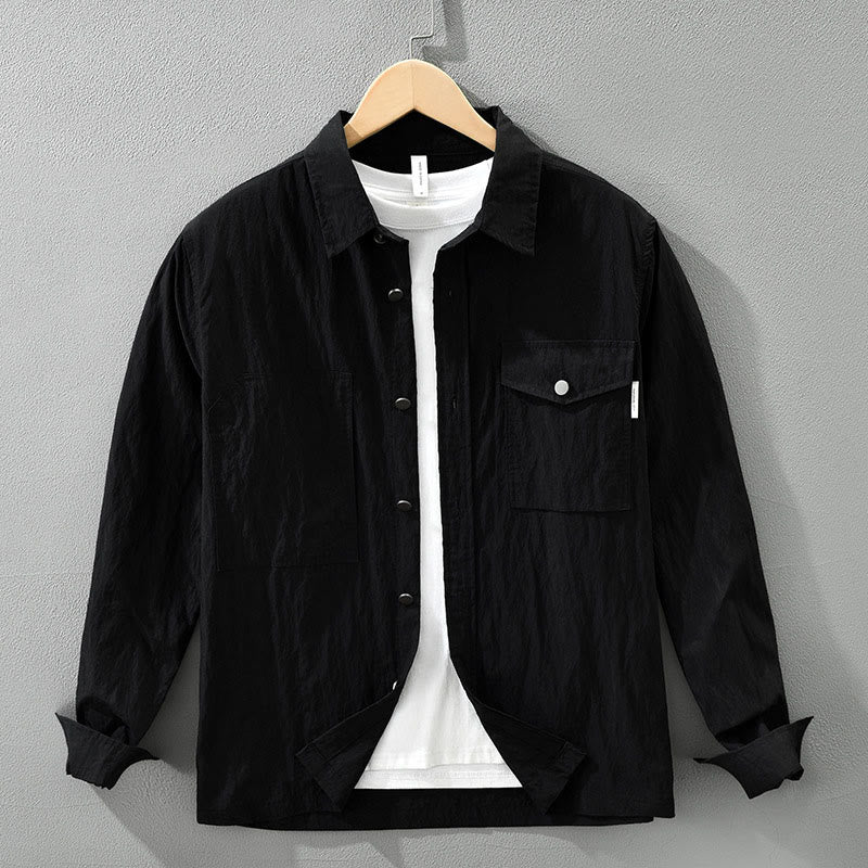Chemise homme à manches longues et boutons Buddha Stones Daily avec poches - Noir - US/UK/AU42，EU52 (3XL) - image 14