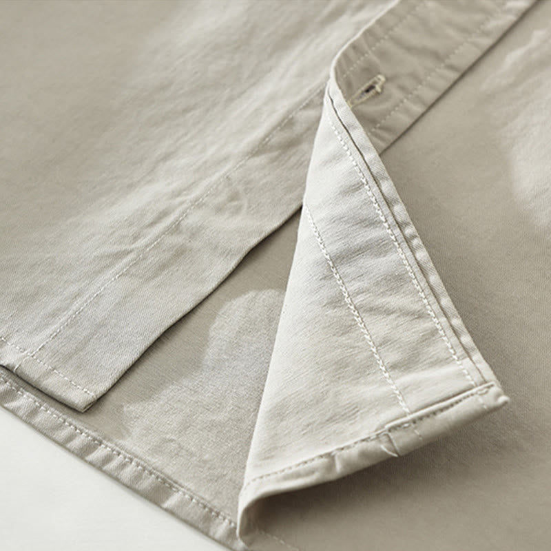 Chemise homme à manches longues en pur coton avec poches et boutons unis Buddha Stones Daily - image 11
