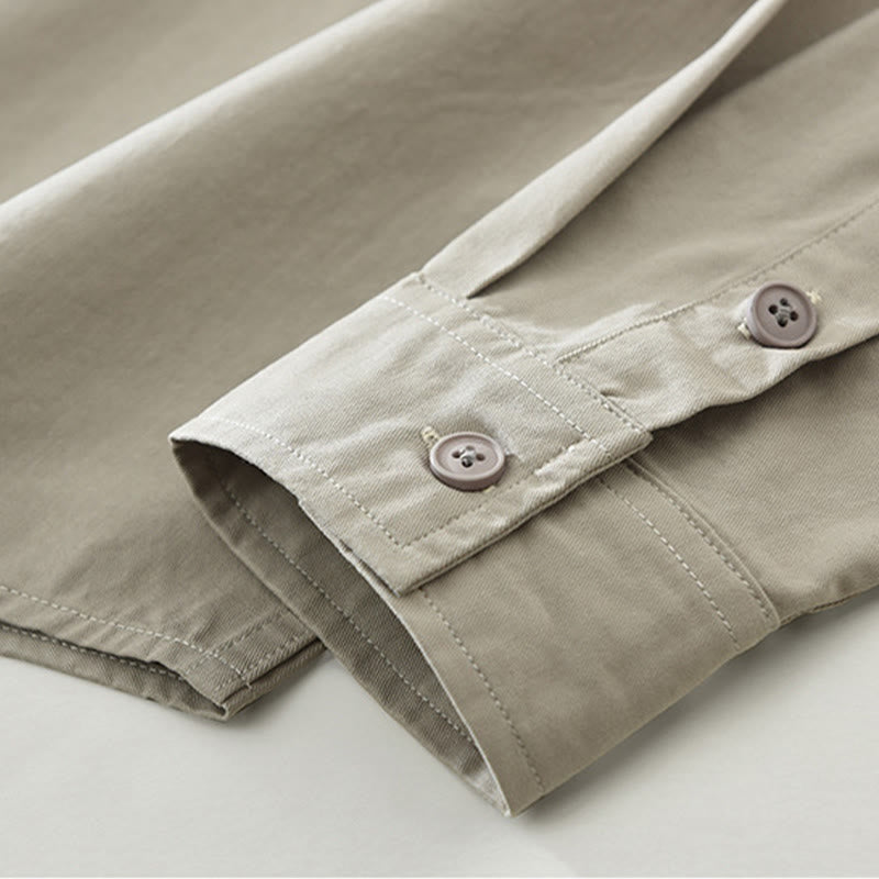 Chemise homme à manches longues en pur coton avec poches et boutons unis Buddha Stones Daily - image 8