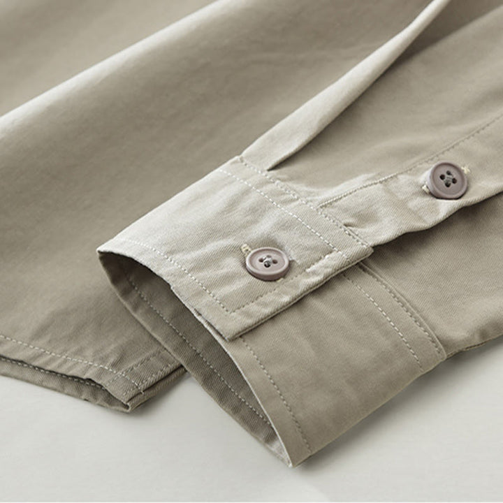 Chemise homme à manches longues en pur coton avec poches et boutons unis Buddha Stones Daily - image 8