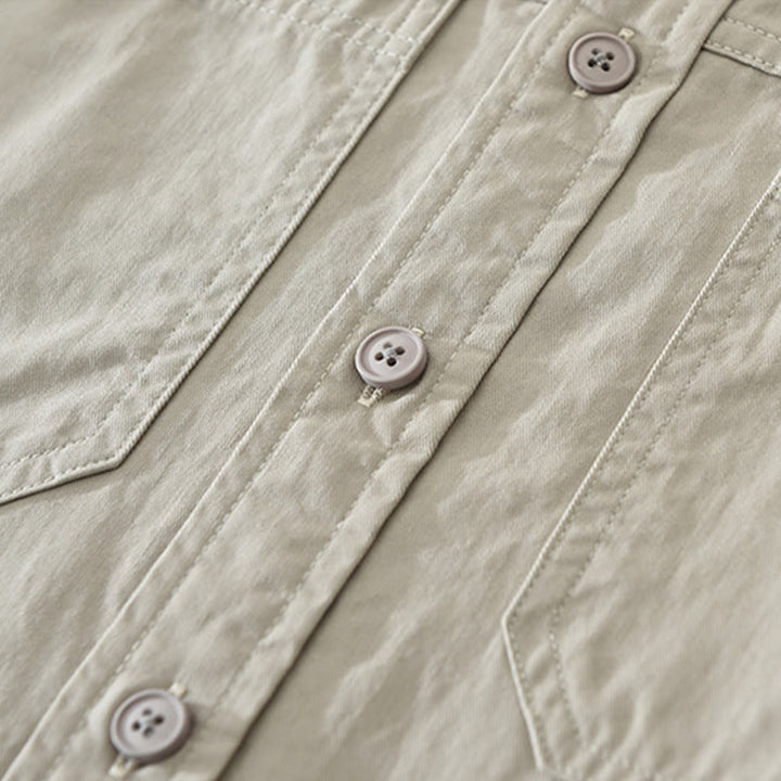 Chemise homme à manches longues en pur coton avec poches et boutons unis Buddha Stones Daily - image 6