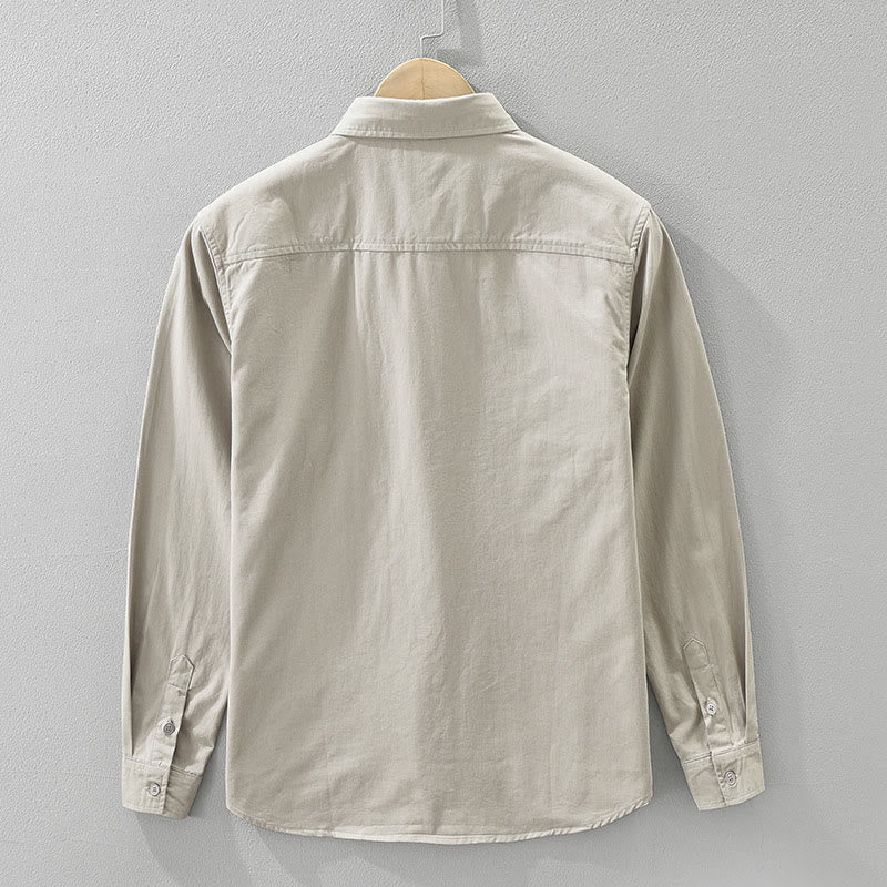 Chemise homme à manches longues en pur coton avec poches et boutons unis Buddha Stones Daily - image 1