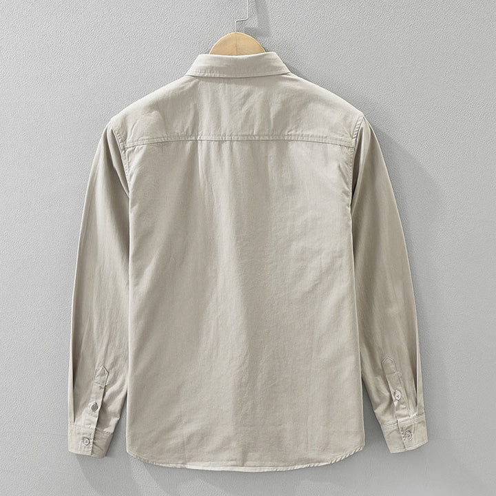 Chemise homme à manches longues en pur coton avec poches et boutons unis Buddha Stones Daily - image 1