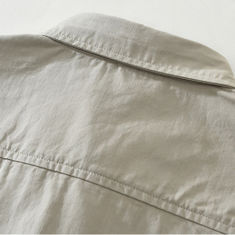 Chemise homme à manches longues en pur coton avec poches et boutons unis Buddha Stones Daily - image 3