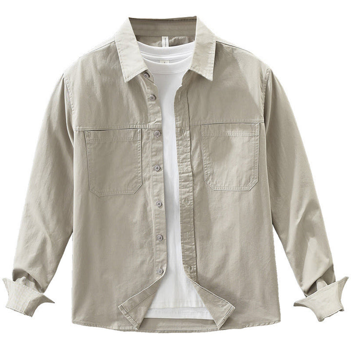 Chemise homme à manches longues en pur coton avec poches et boutons unis Buddha Stones Daily - image 14
