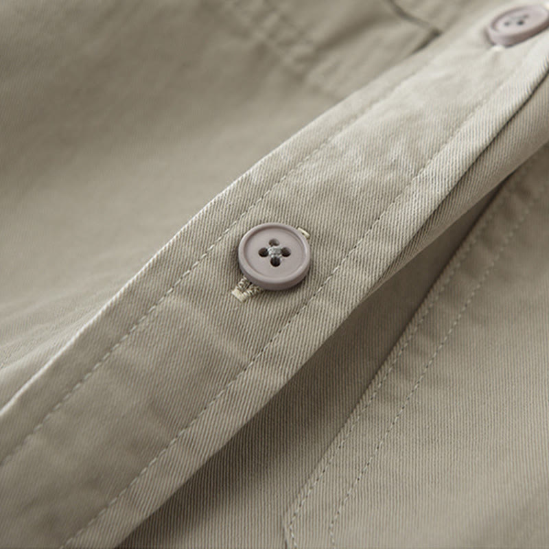 Chemise homme à manches longues en pur coton avec poches et boutons unis Buddha Stones Daily - image 7
