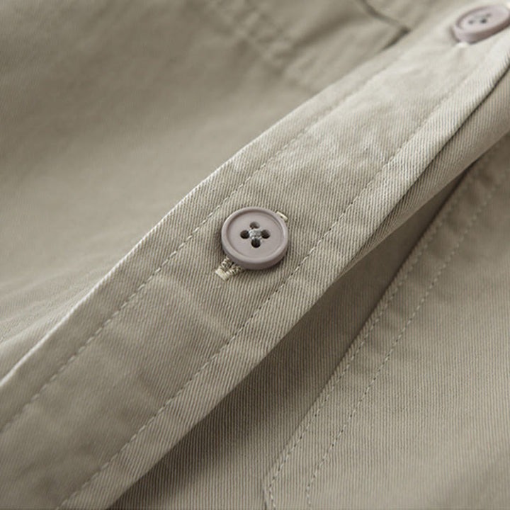 Chemise homme à manches longues en pur coton avec poches et boutons unis Buddha Stones Daily - image 7