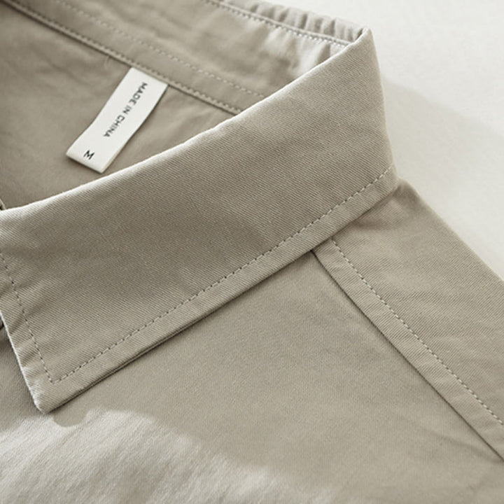 Chemise homme à manches longues en pur coton avec poches et boutons unis Buddha Stones Daily - image 4
