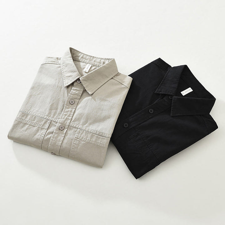 Chemise homme à manches longues en pur coton avec poches et boutons unis Buddha Stones Daily - image 16