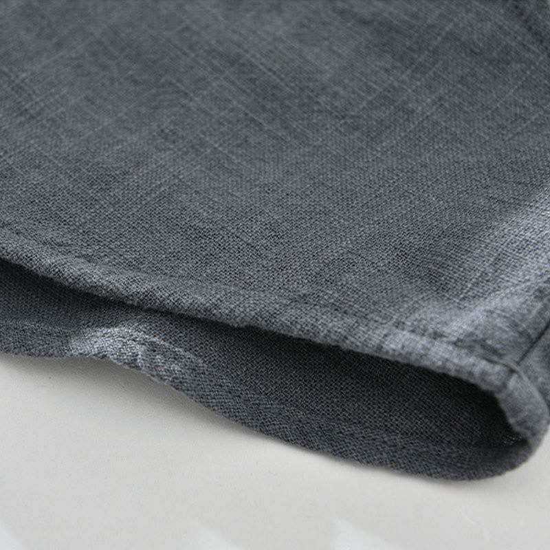 Chemise homme Buddha Stones en coton ramie uni à manches longues et revers avec poches - image 13