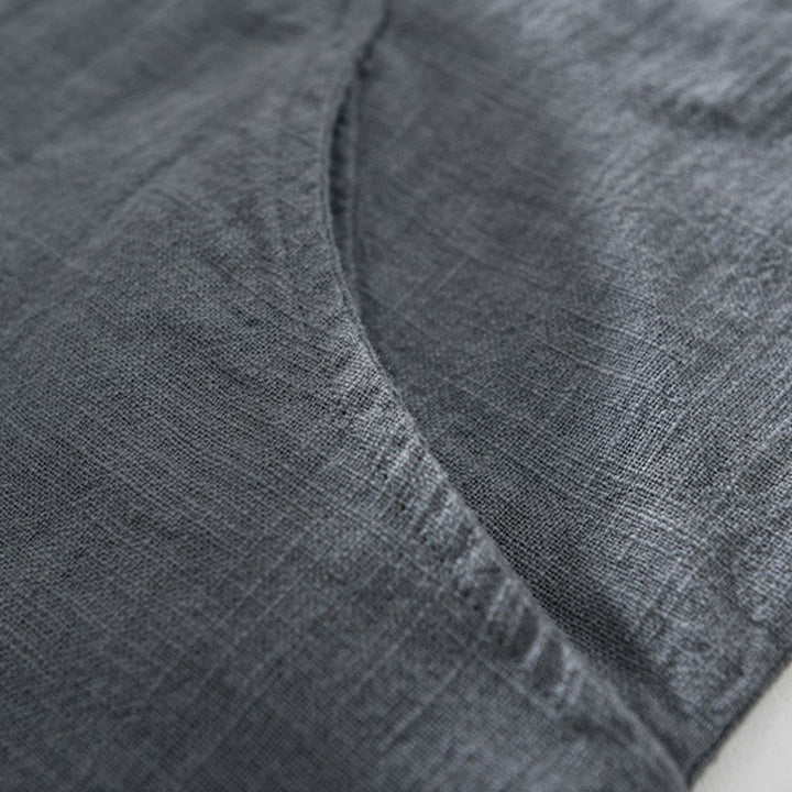 Chemise homme Buddha Stones en coton ramie uni à manches longues et revers avec poches - image 11