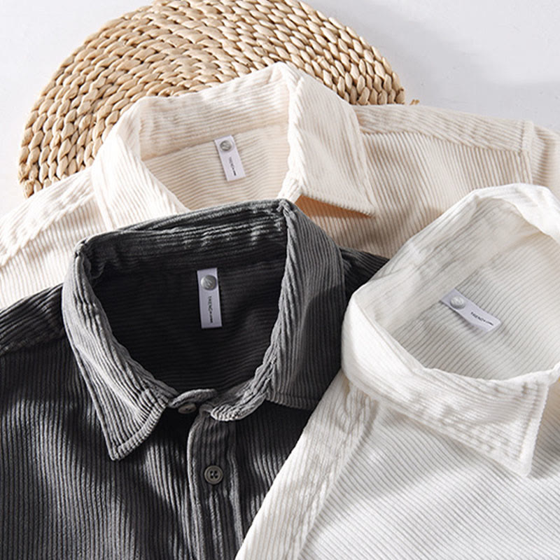 Veste à manches longues en velours côtelé pour homme avec poches et boutons simples et unis, motif Buddha Stones Spring - image 16