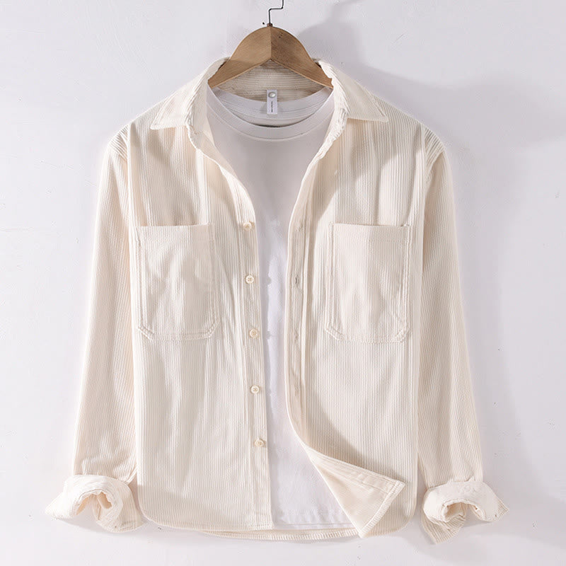 Veste à manches longues en velours côtelé pour homme avec poches et boutons simples et unis, motif Buddha Stones Spring - Vieille Dentelle - US/UK/AU42，EU52 (3XL) - image 11