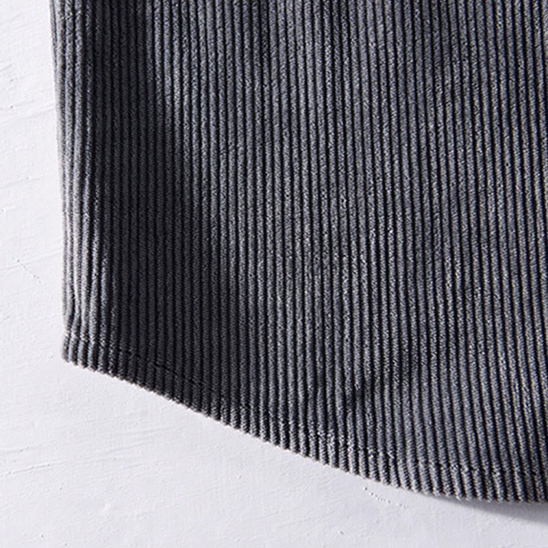 Veste à manches longues en velours côtelé pour homme avec poches et boutons simples et unis, motif Buddha Stones Spring - image 1