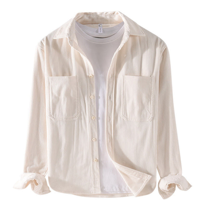 Veste à manches longues en velours côtelé pour homme avec poches et boutons simples et unis, motif Buddha Stones Spring - image 15