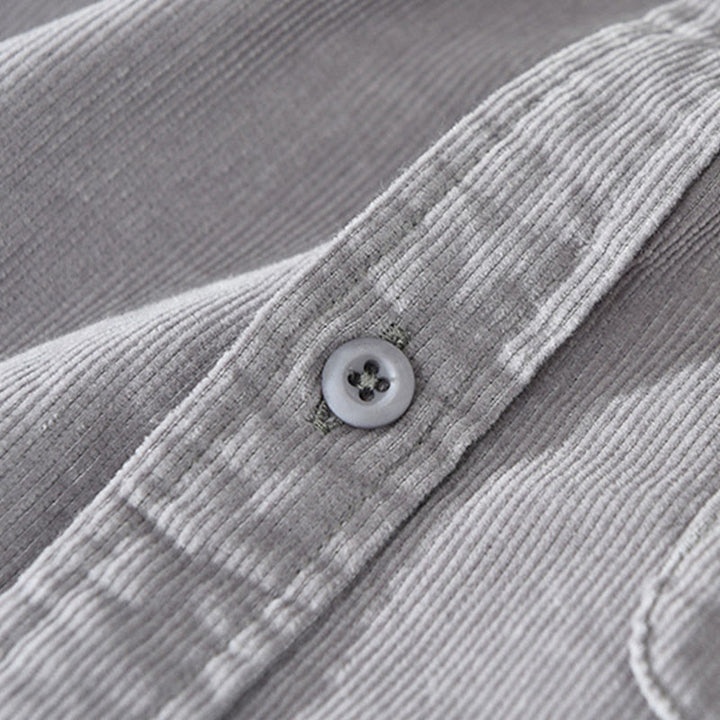 Veste en velours côtelé pur coton à manches longues et boutons unis Buddha Stones pour homme avec poche - image 14