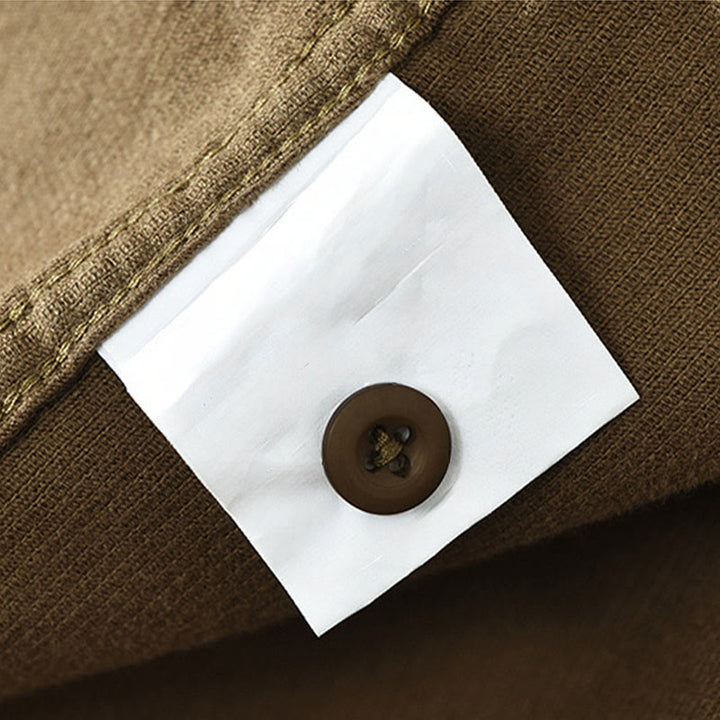 Veste en velours côtelé pur coton à manches longues et boutons unis Buddha Stones pour homme avec poche - image 23