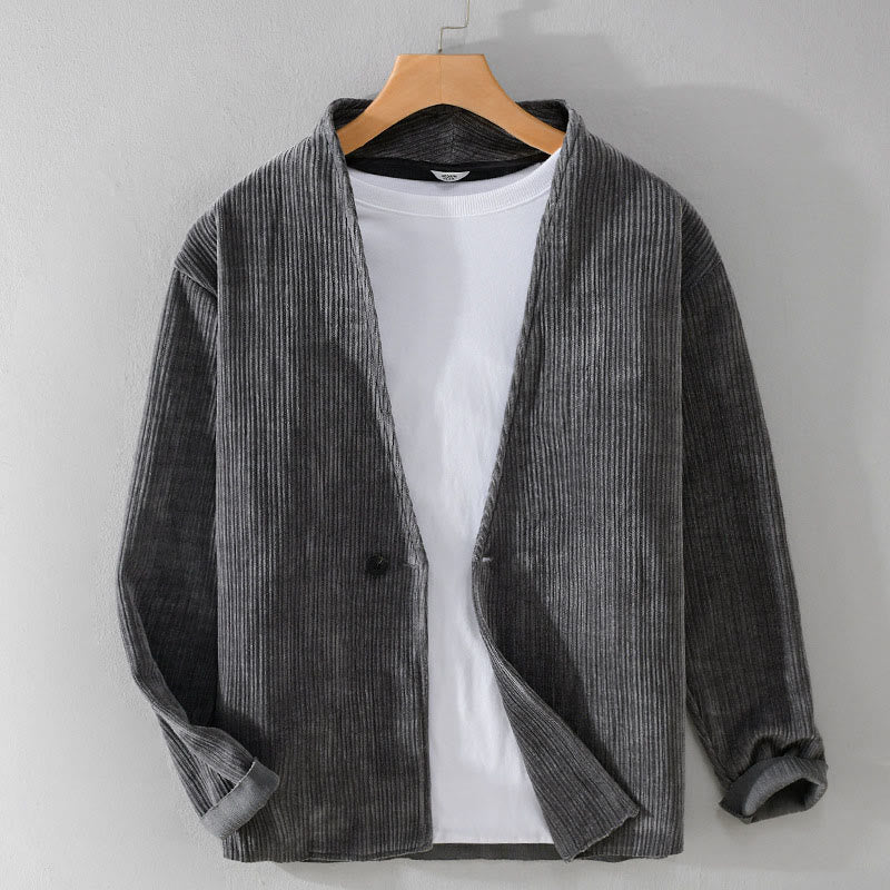 Veste homme à manches longues et col en V avec motif Buddha Stones Commute, simple et côtelé - Gris ardoise - US/UK/AU42，EU52 (3XL) - image 0
