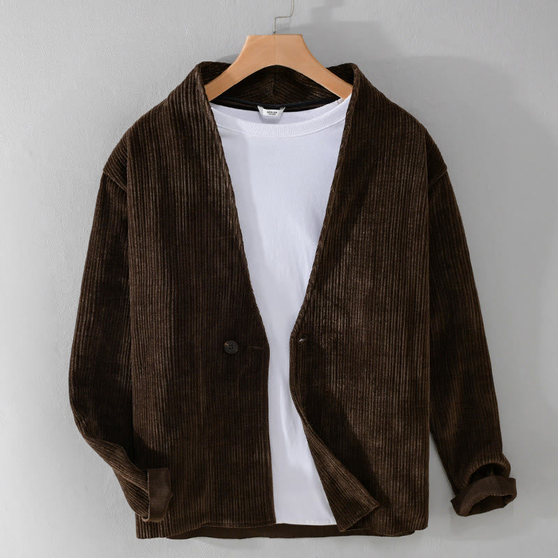 Veste homme à manches longues et col en V avec motif Buddha Stones Commute, simple et côtelé - SaddleBrown - US/UK/AU42，EU52 (3XL) - image 7